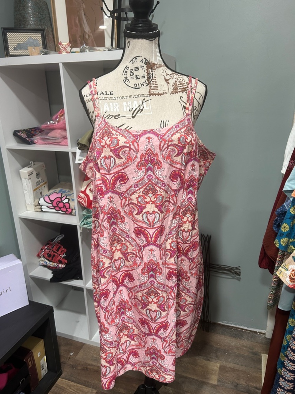 Route 66 Pink and Red Paisley Slip Dress